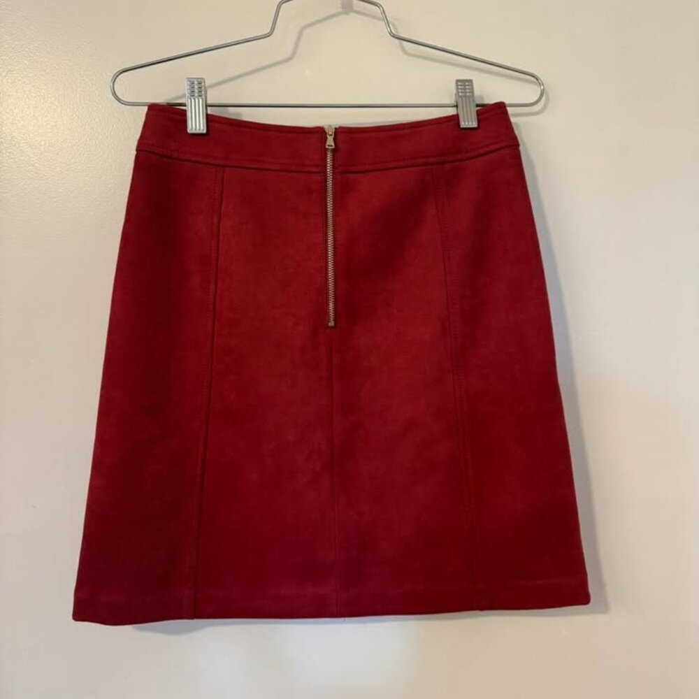 Ann Taylor LOFT Vintage Red Suede A-Line Skirt - Picture 4 of 6